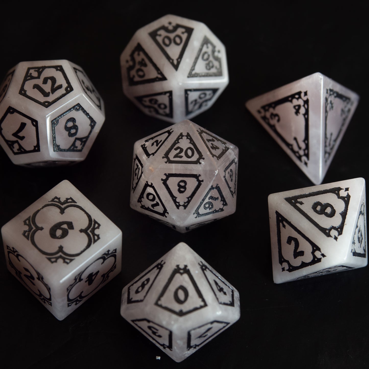 Rose Quartz dice set