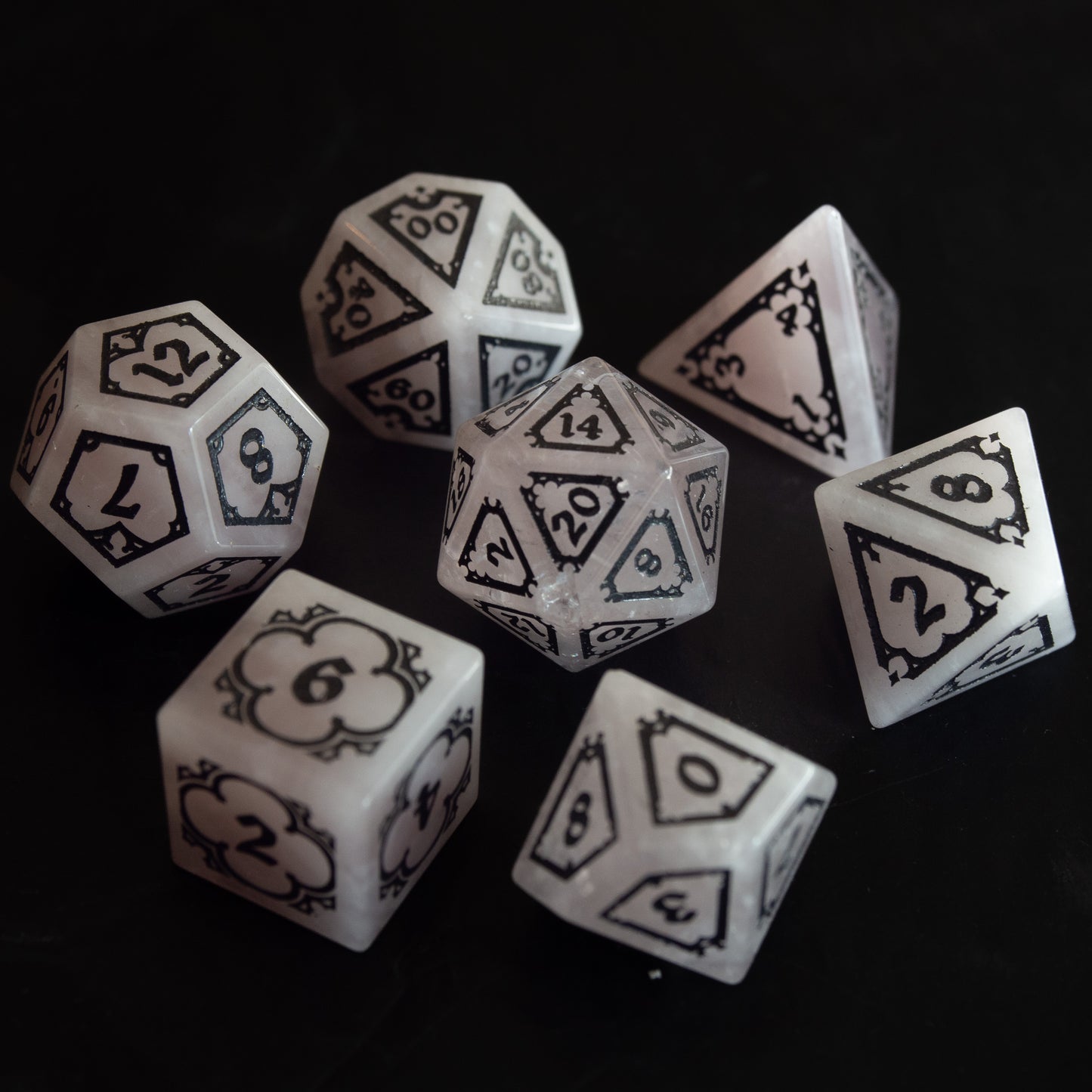 Rose Quartz dice set