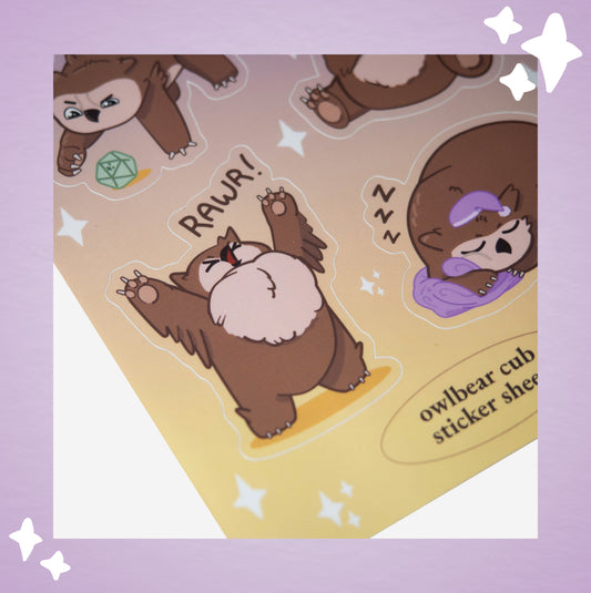 Owlbear Cub Stickers Sheet